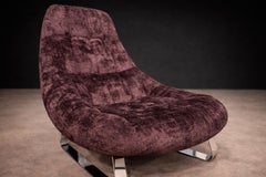 MP-163 “Earth” Lounge Chair & Ottoman in Mohair & Chrome, Percival Lafer, 1976