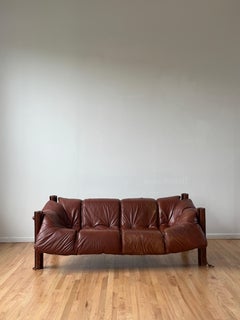 MP-211 chocolate brown 3-seater sofa by Percival Lafer