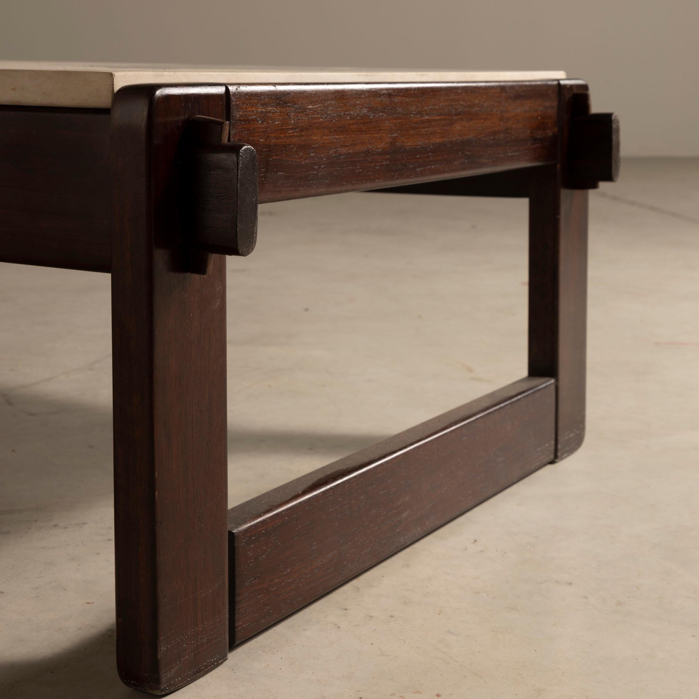 Limestone 'MP-79' Center Table, by Percival Lafer, Brazilian Mid-Century Modern Design For Sale