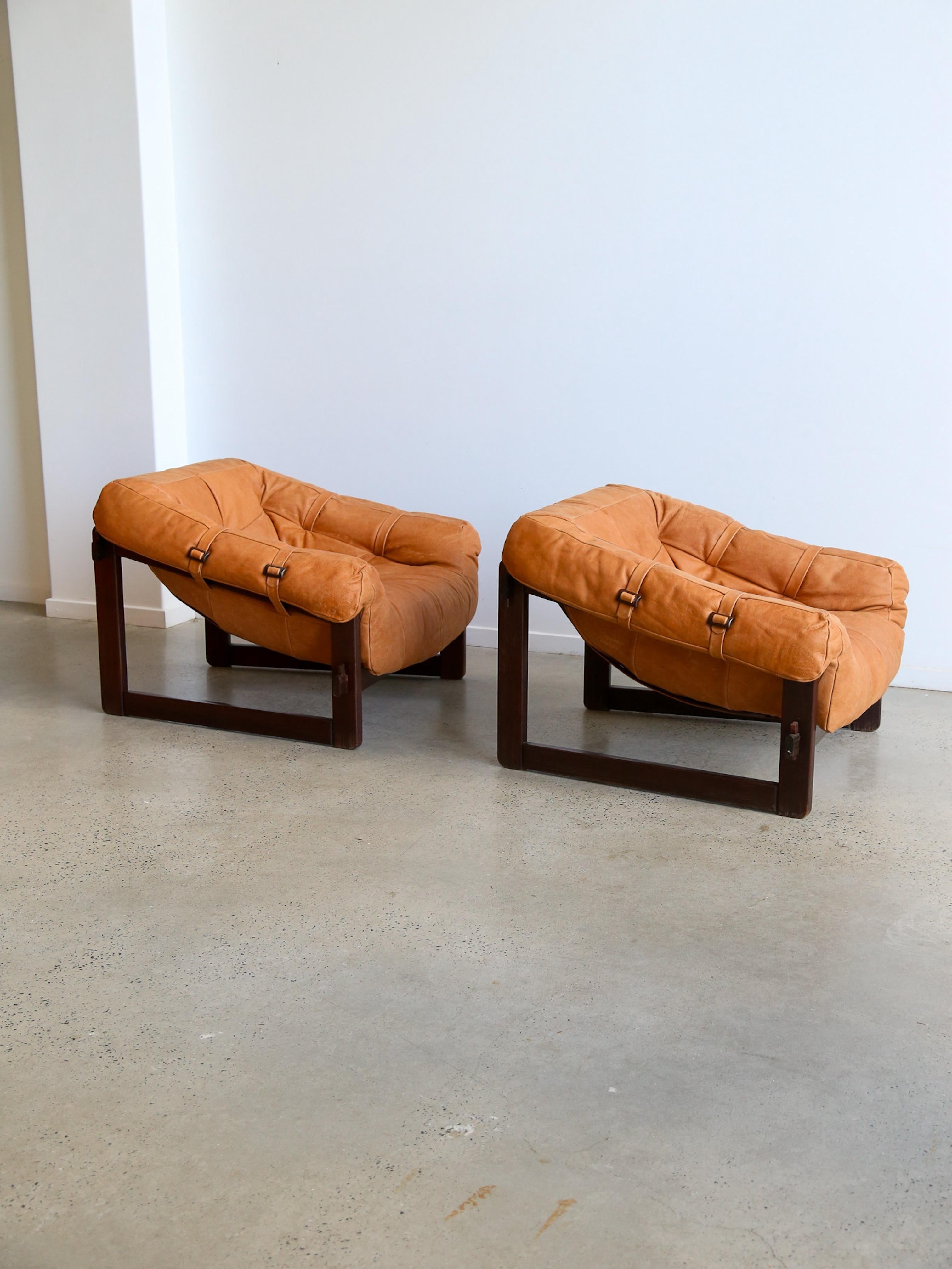 Mp-91 Armchairs by Percival Lafer in Wood and Leather For Sale 5