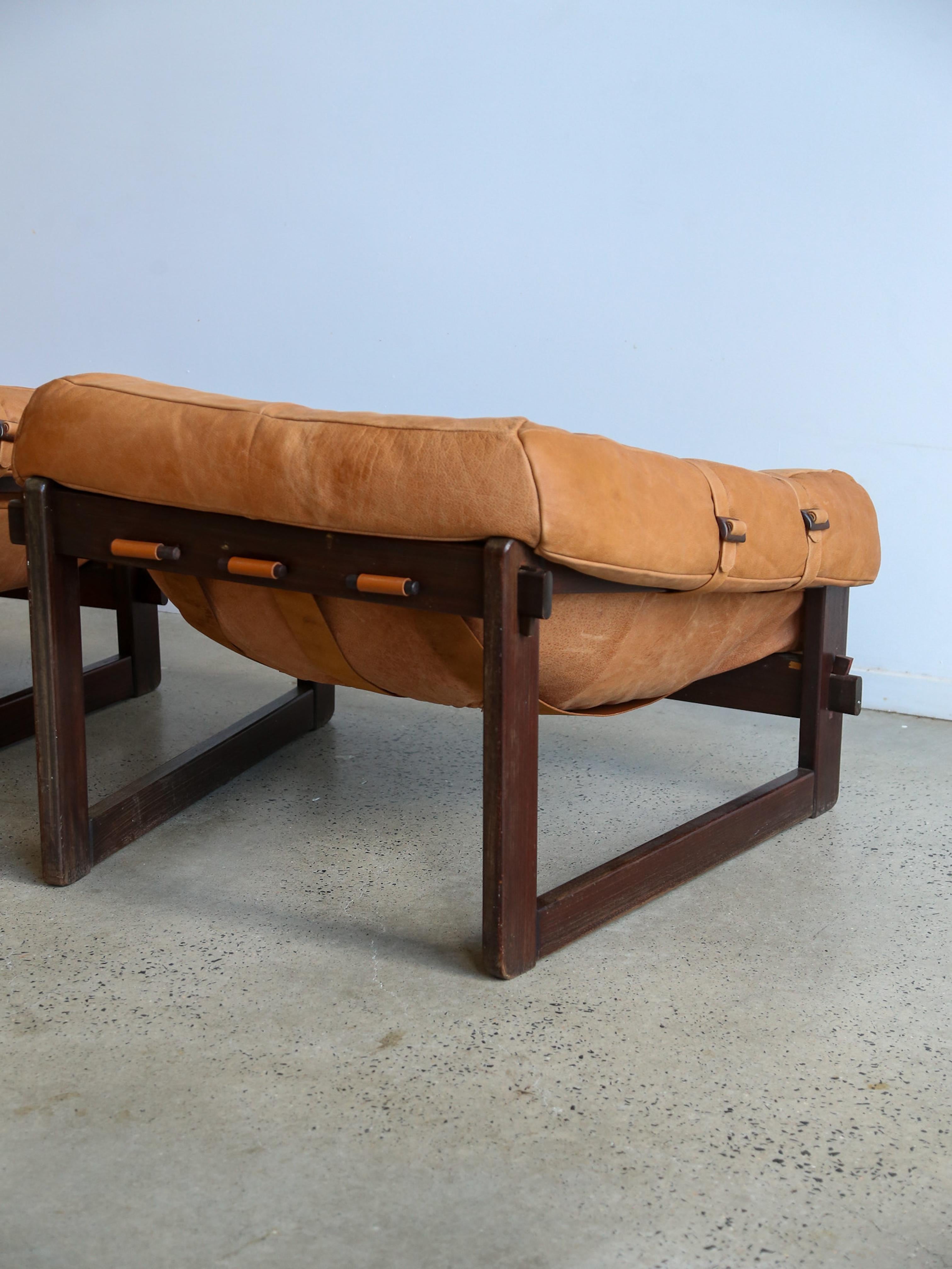 Mp-91 Armchairs by Percival Lafer in Wood and Leather For Sale 6
