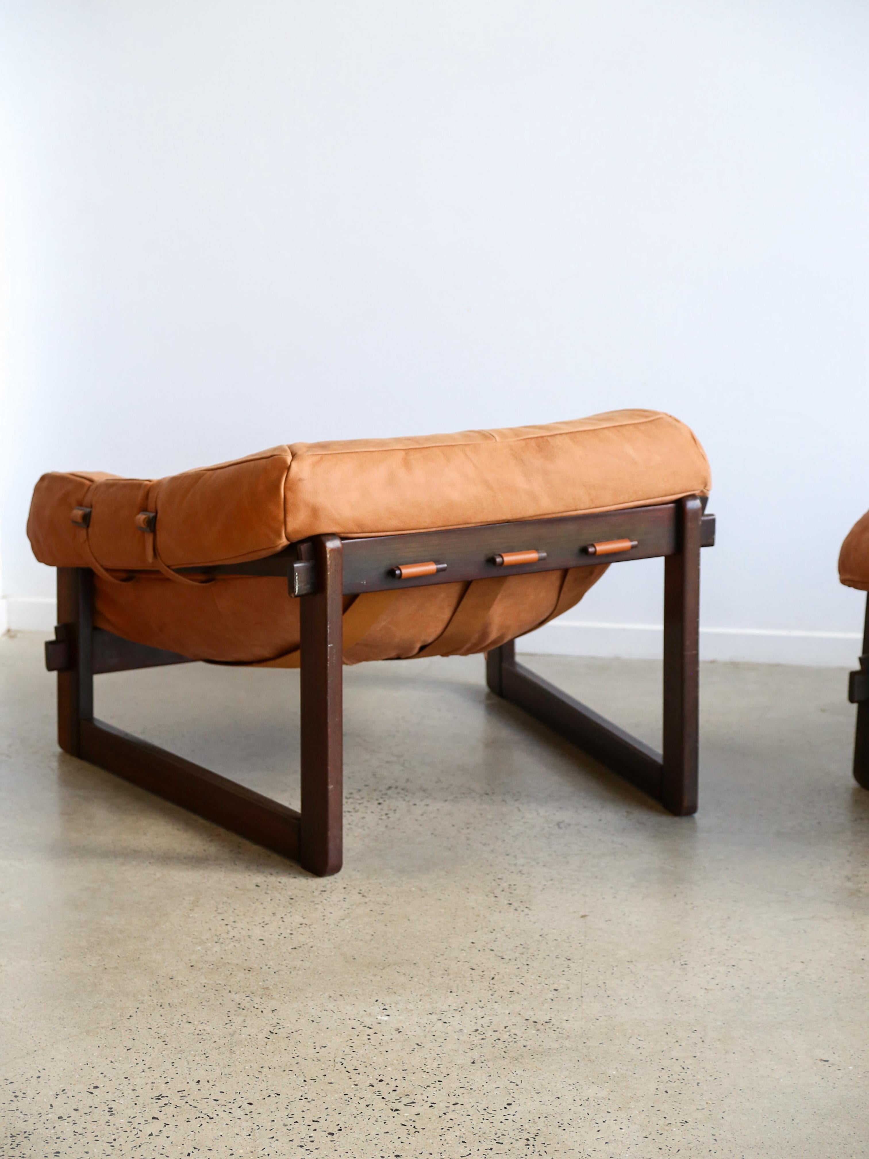 Mp-91 Armchairs by Percival Lafer in Wood and Leather For Sale 7
