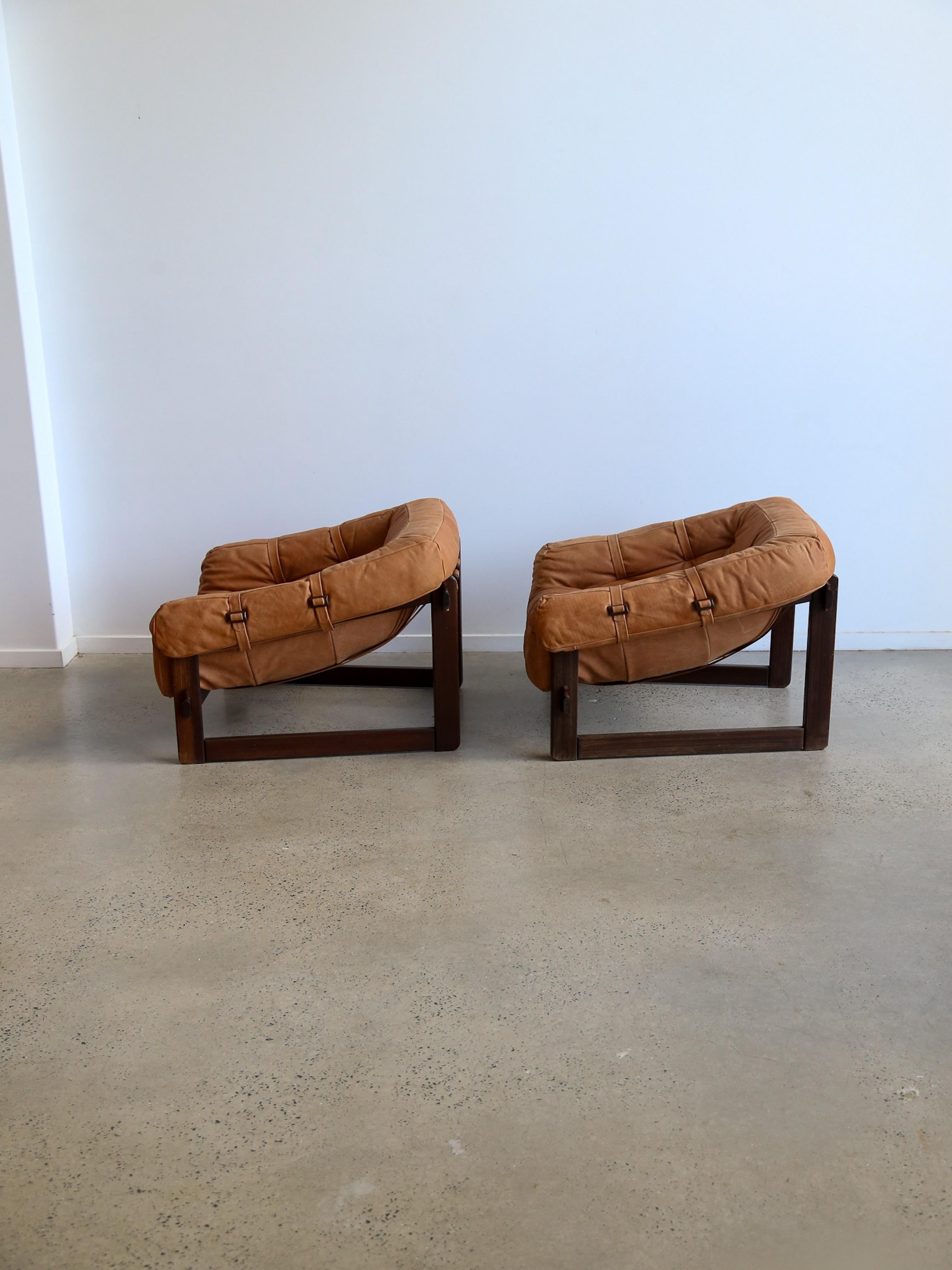 Mp-91 Armchairs by Percival Lafer in Wood and Leather For Sale 8
