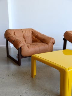 Mp-91 Armchairs by Percival Lafer in Wood and Leather