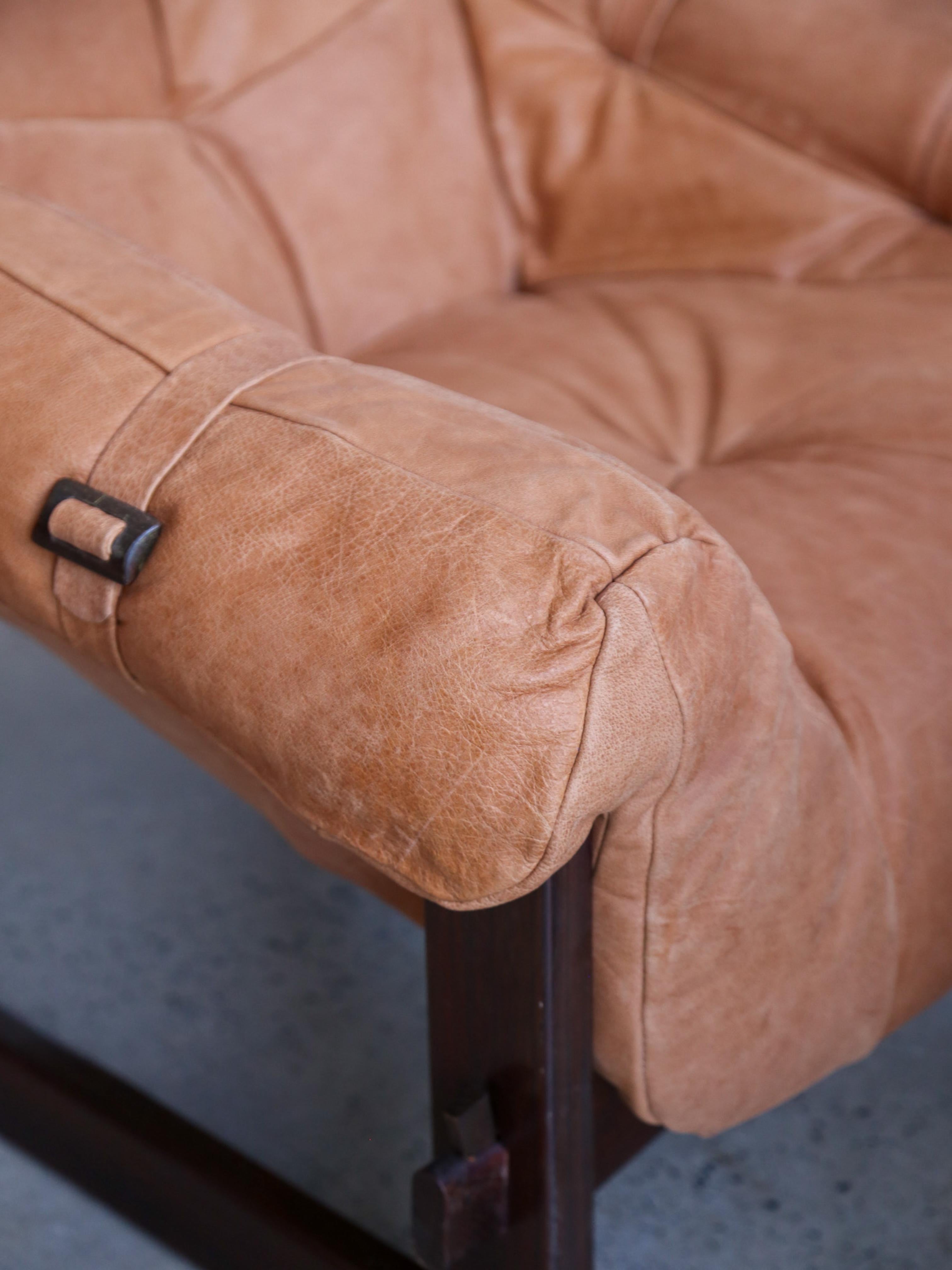 Late 20th Century Mp-91 Armchairs by Percival Lafer in Wood and Leather For Sale