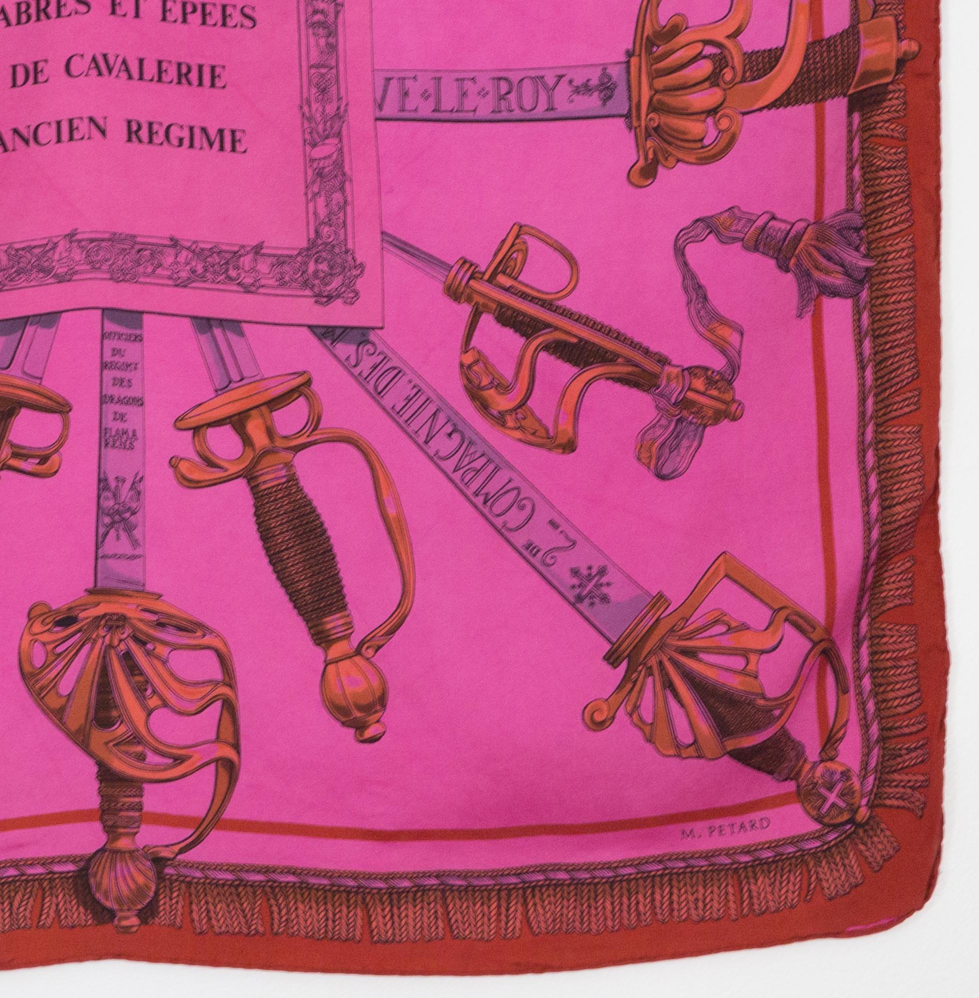 M.Petard Pink Silk Scarf Sabres et Epees de Cavalerie Ancien Regime  For Sale 1