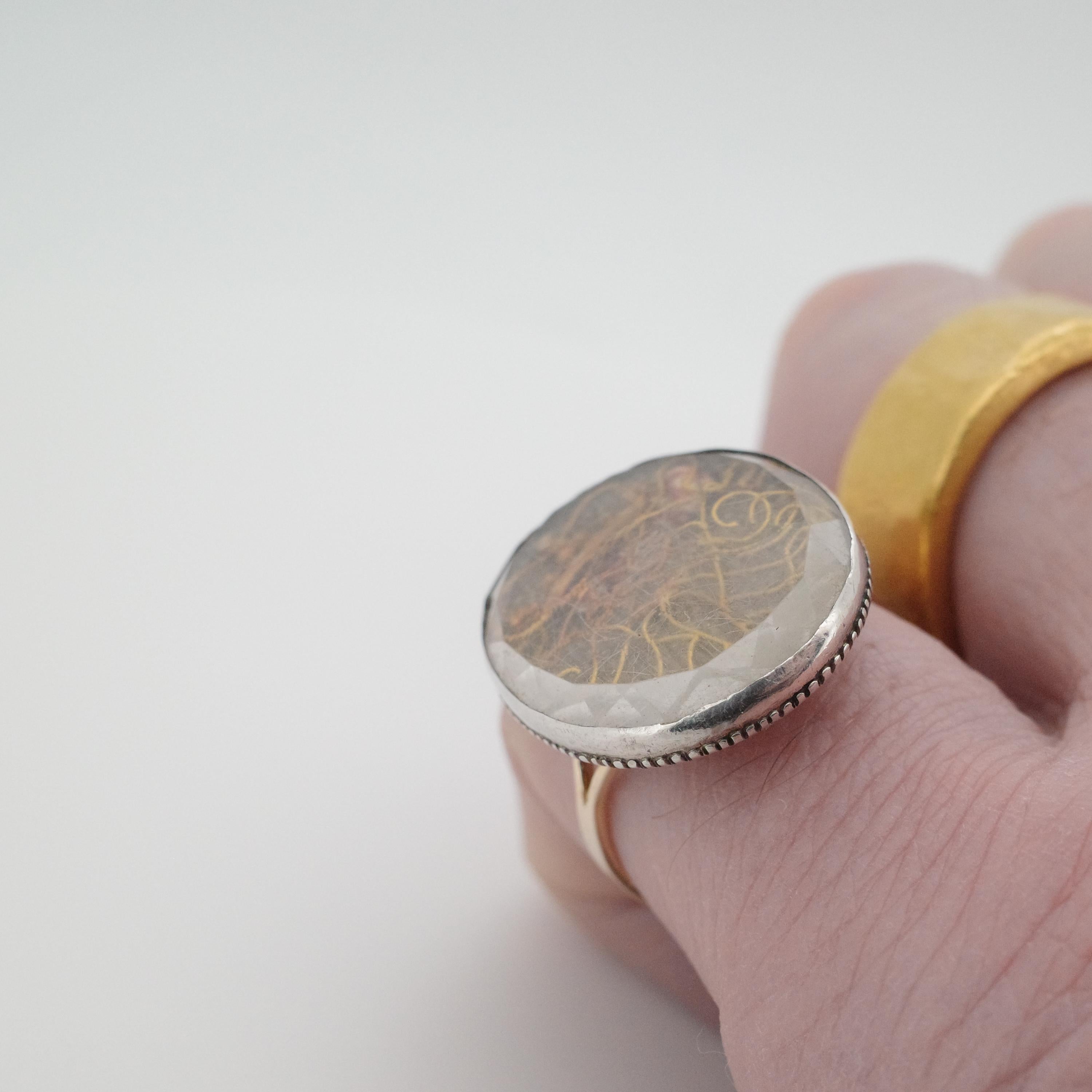 mportante Anillo de Cristal Stuart de Calidad de Museo, Plata de Ley y Oro de 18k, 8,5 en venta 4