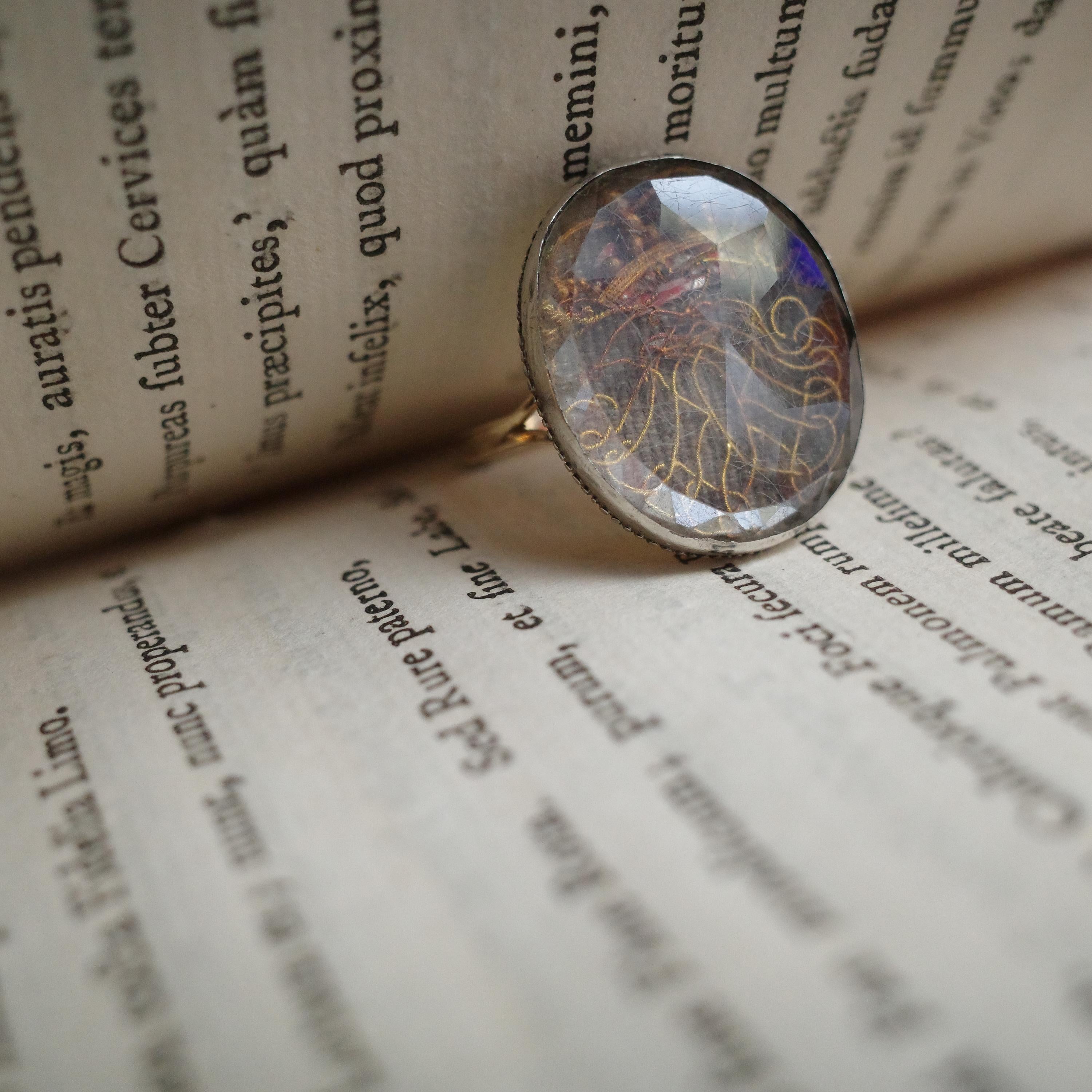 mportante Anillo de Cristal Stuart de Calidad de Museo, Plata de Ley y Oro de 18k, 8,5 en venta 5