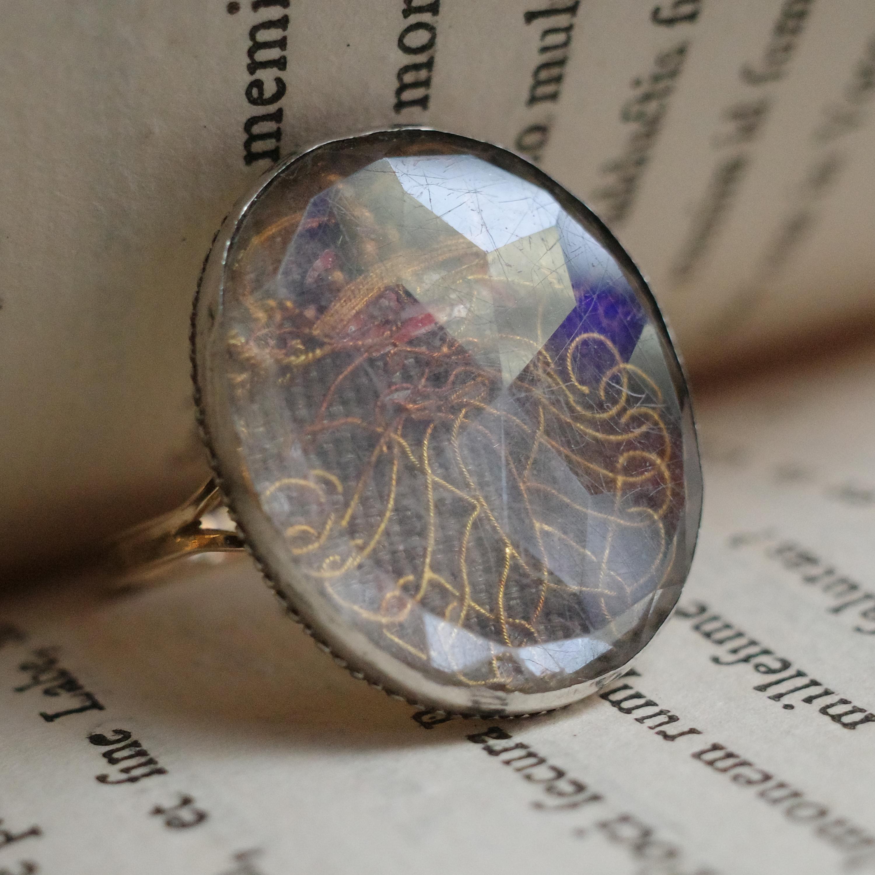 mportante Anillo de Cristal Stuart de Calidad de Museo, Plata de Ley y Oro de 18k, 8,5 en venta 6