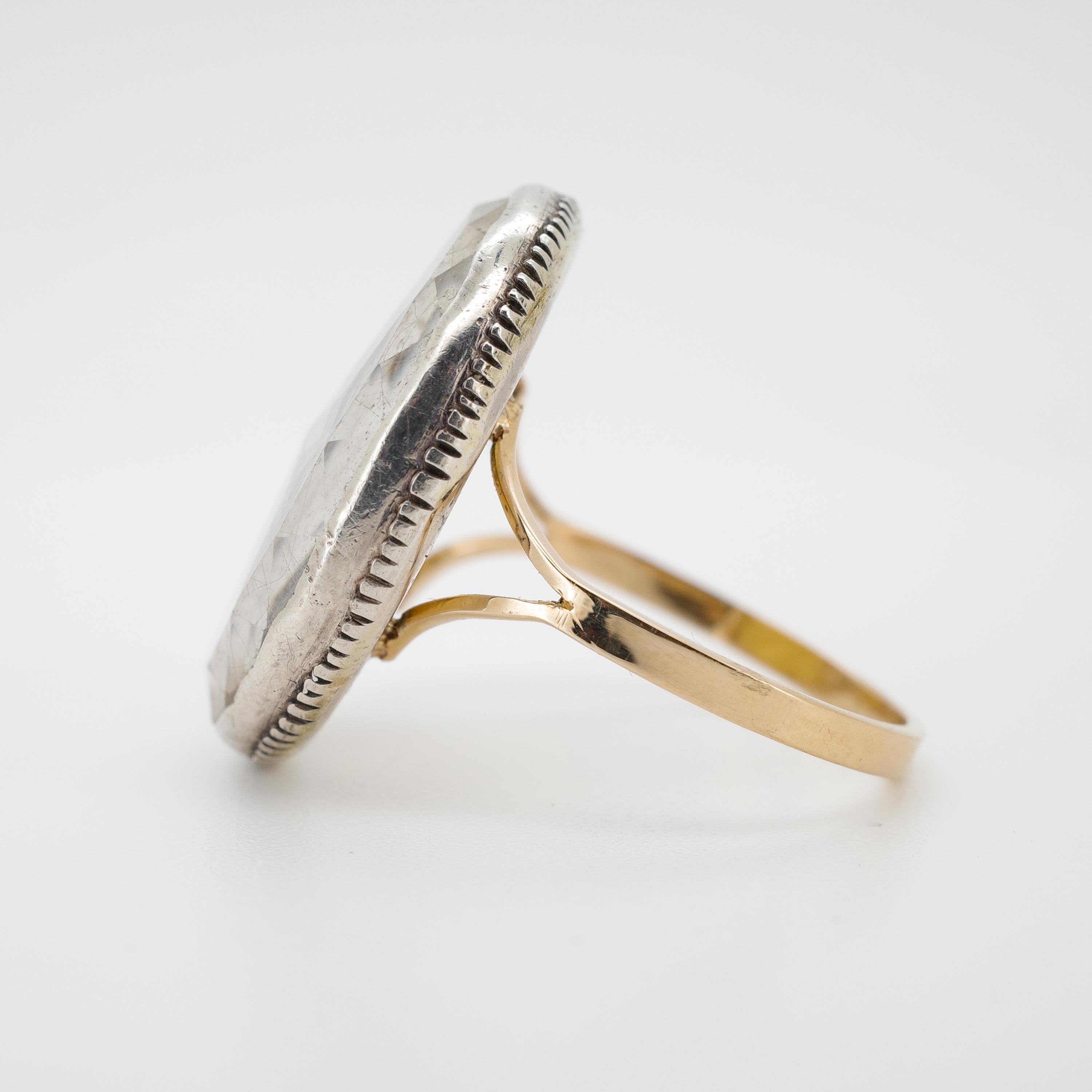 mportante Anillo de Cristal Stuart de Calidad de Museo, Plata de Ley y Oro de 18k, 8,5 en Excelente estado para la venta en Northampton, MA