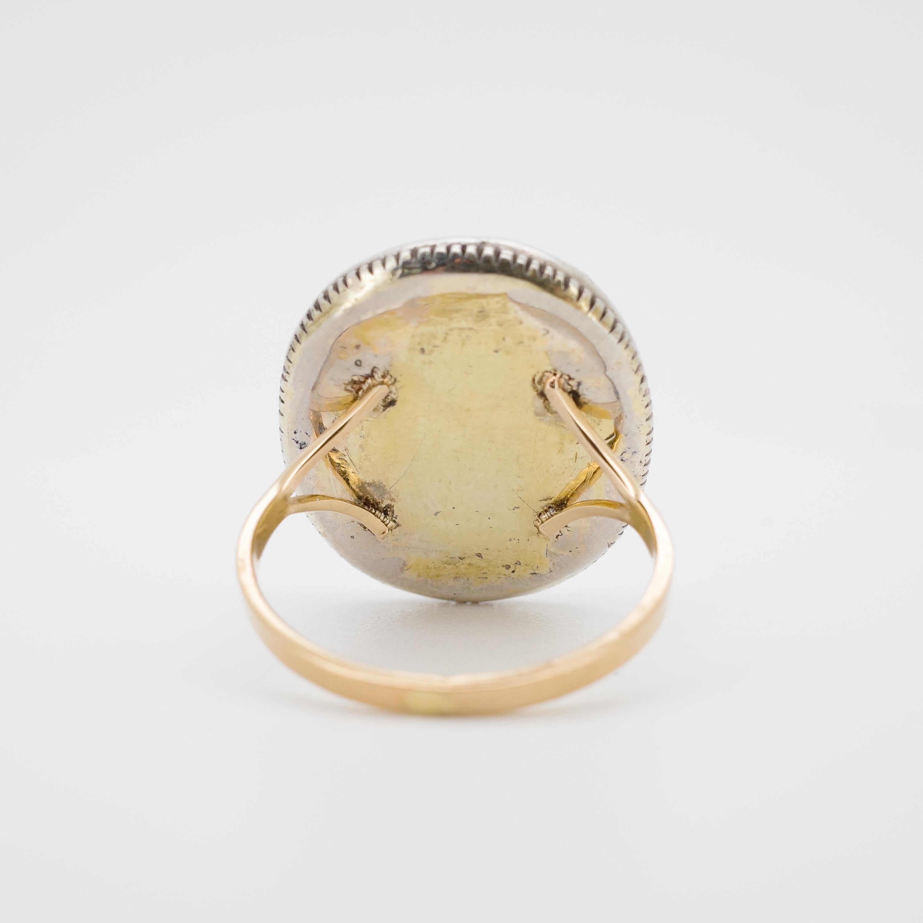 Femenino o masculino mportante Anillo de Cristal Stuart de Calidad de Museo, Plata de Ley y Oro de 18k, 8,5 en venta