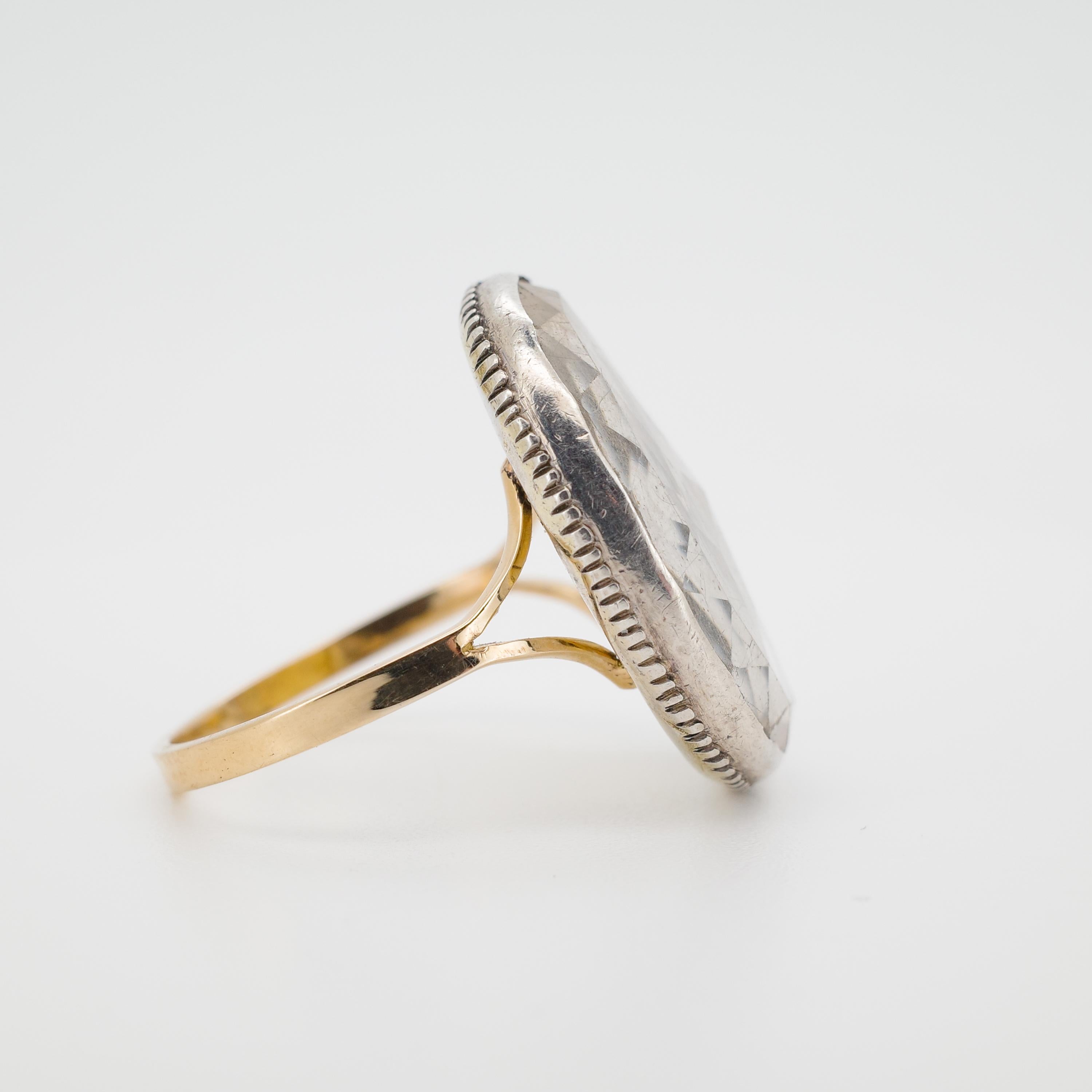 mportante Anillo de Cristal Stuart de Calidad de Museo, Plata de Ley y Oro de 18k, 8,5 en venta 1