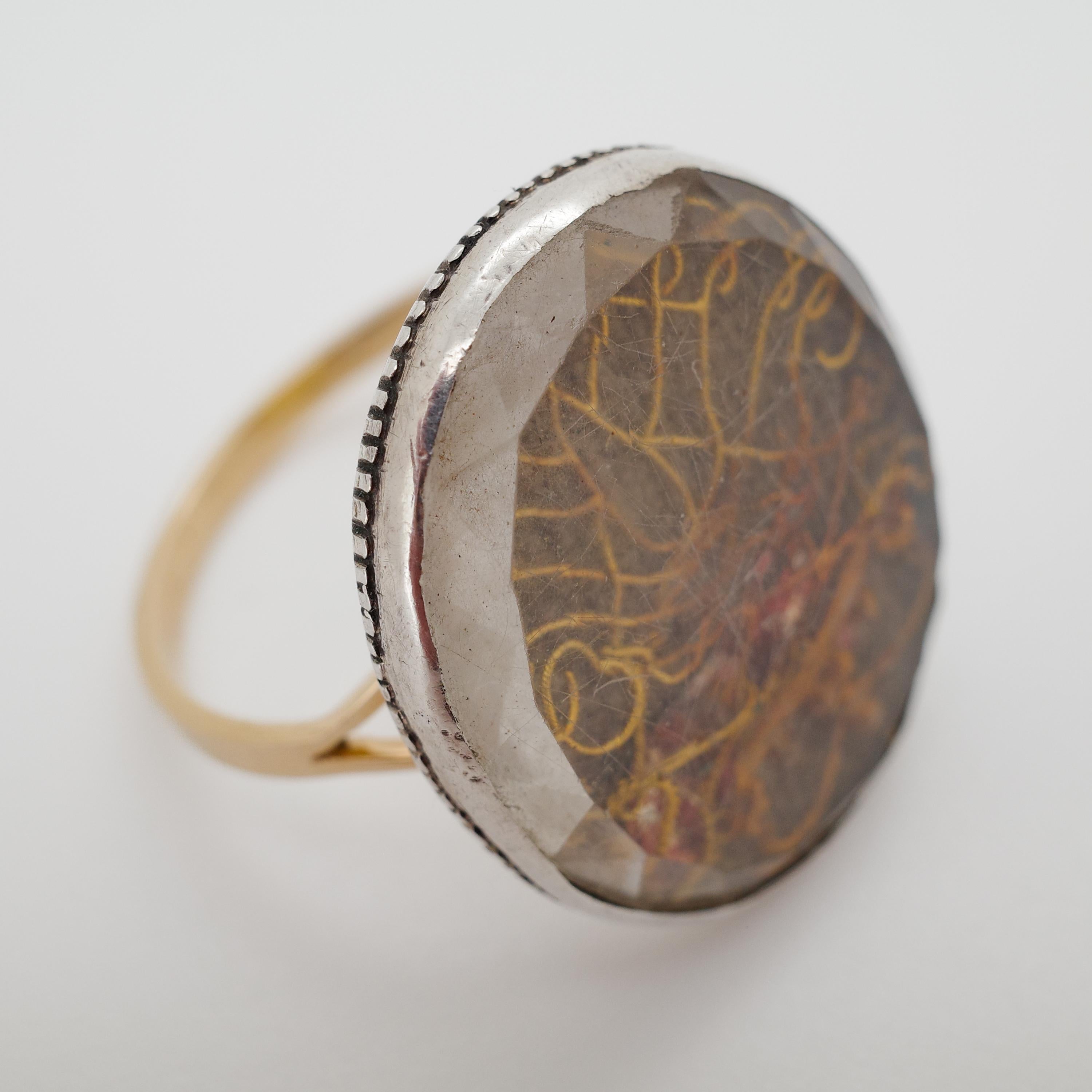 mportante Anillo de Cristal Stuart de Calidad de Museo, Plata de Ley y Oro de 18k, 8,5 en venta 3