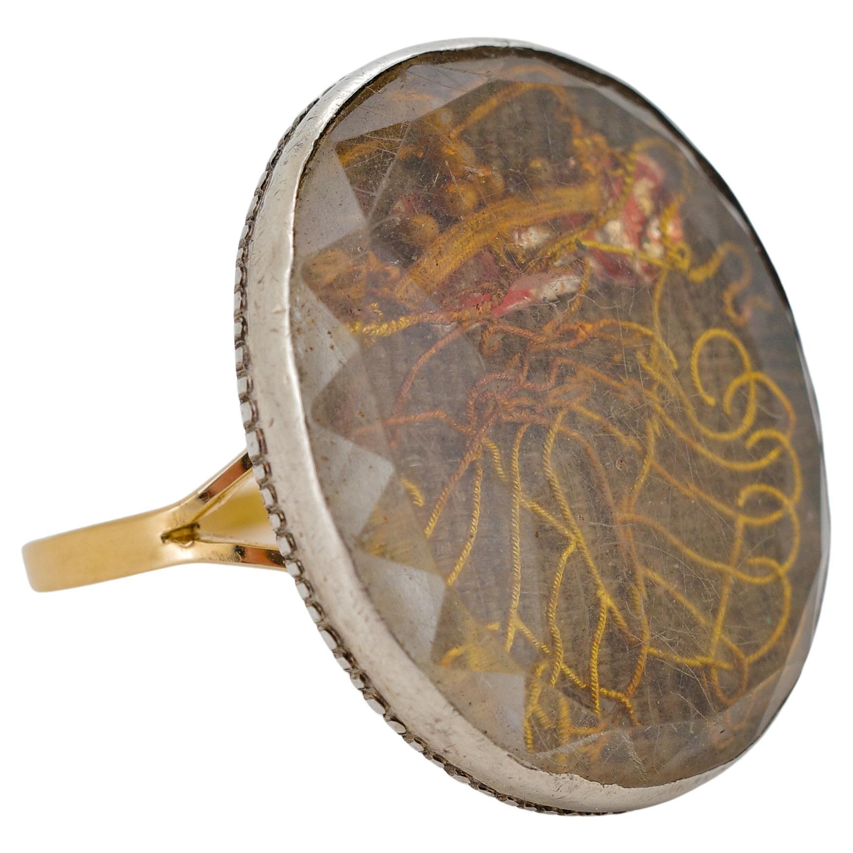 mportant Museum-Quality Stuart Crystal Ring, Sterling Silver and 18k Gold, 8.5