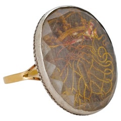 mportant Museum-Quality Stuart Crystal Ring, Sterling Silver and 18k Gold, 8.5