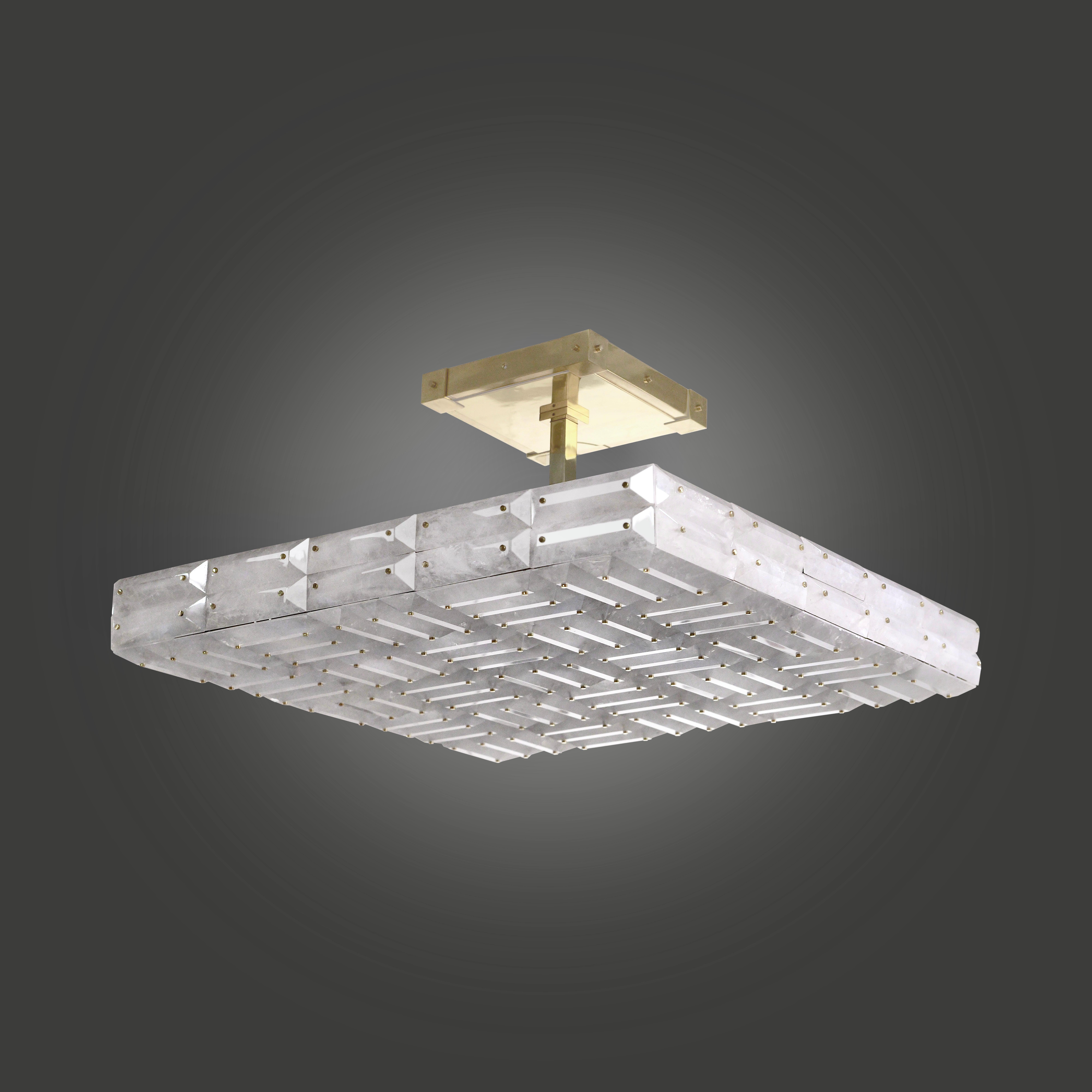 Contemporary MPR30 Rock Crystal Semi Flushmount by Phoenix For Sale