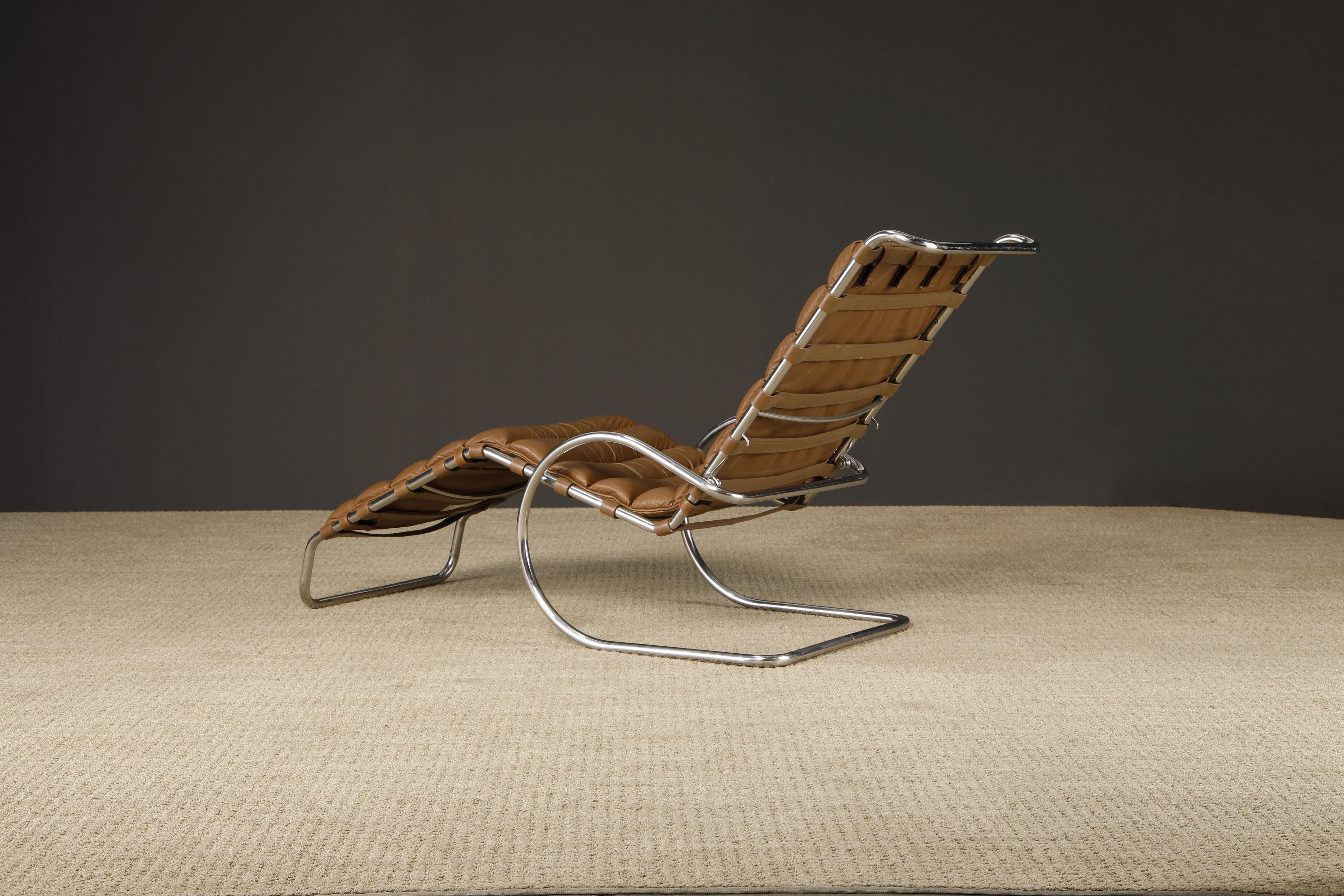 MR Adjustable Chaise Lounge by Mies van der Rohe for Knoll Intl, 1970s, Signed In Good Condition In Los Angeles, CA