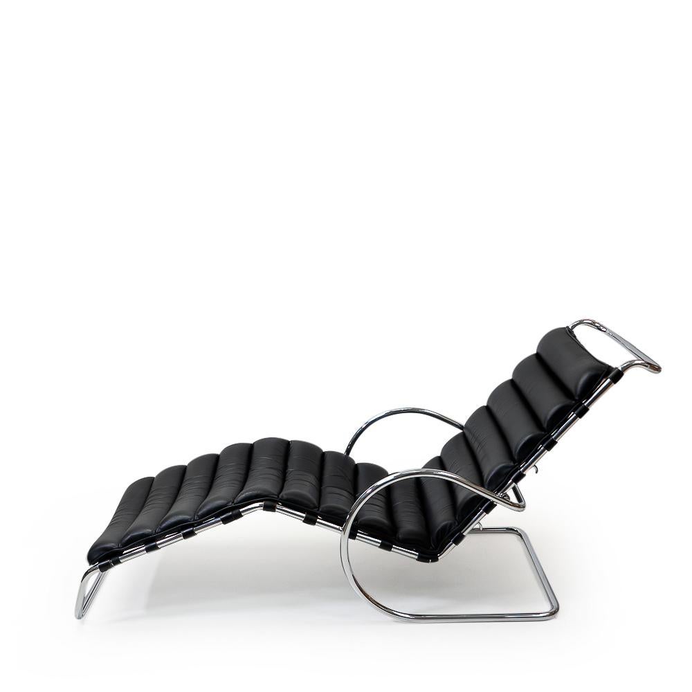 Designed by Mies van der Rohe around 1929, the MR Adjustable lounge chair was part of the Weissenhof Estate in Stuttgart, Germany. The use of tubular steel and cantilever design is in line with the modernist style of Marcel Breuer and Mart