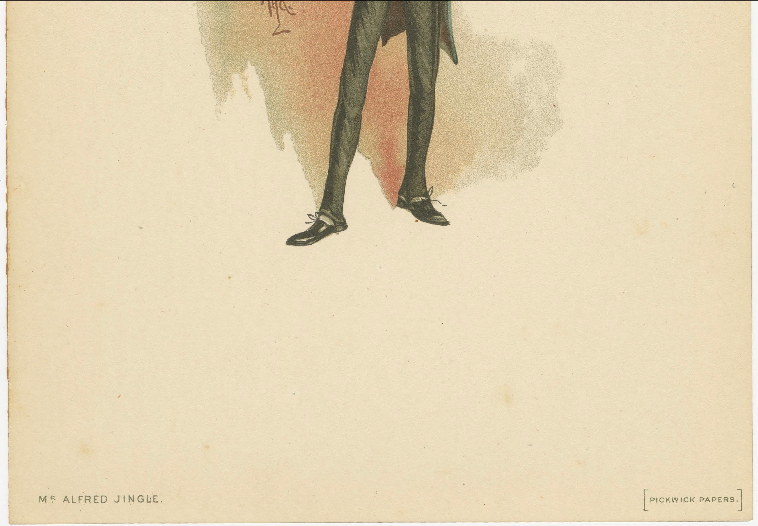 Mr Alfred Jingle aus den Pickwick Papers - Original Dickens Lithographie, ca.1889 (Englisch) im Angebot