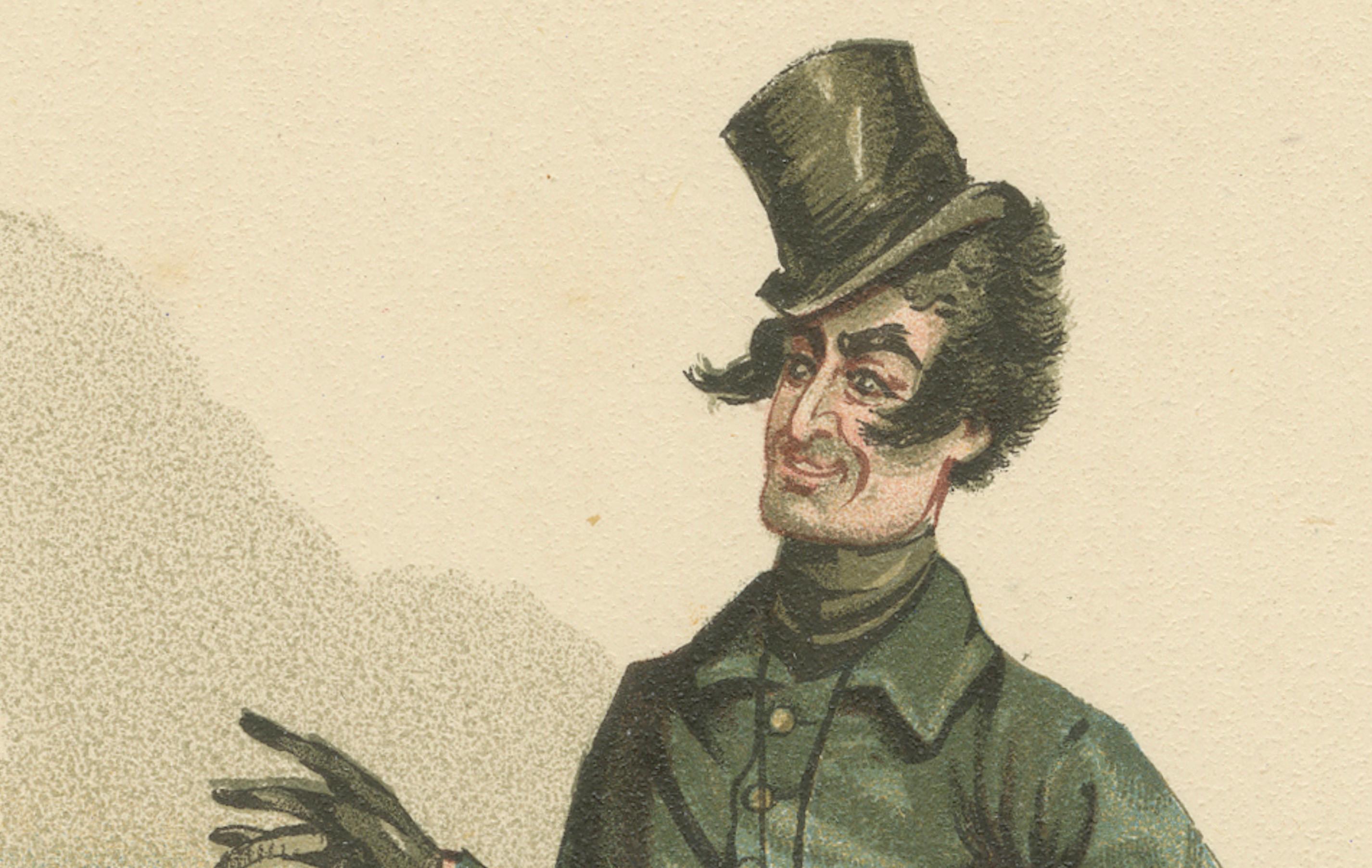Mr Alfred Jingle aus den Pickwick Papers - Original Dickens Lithographie, ca.1889 im Zustand „Gut“ im Angebot in Langweer, NL