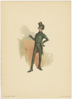 Mr Alfred Jingle aus den Pickwick Papers - Original Dickens Lithographie, ca.1889
