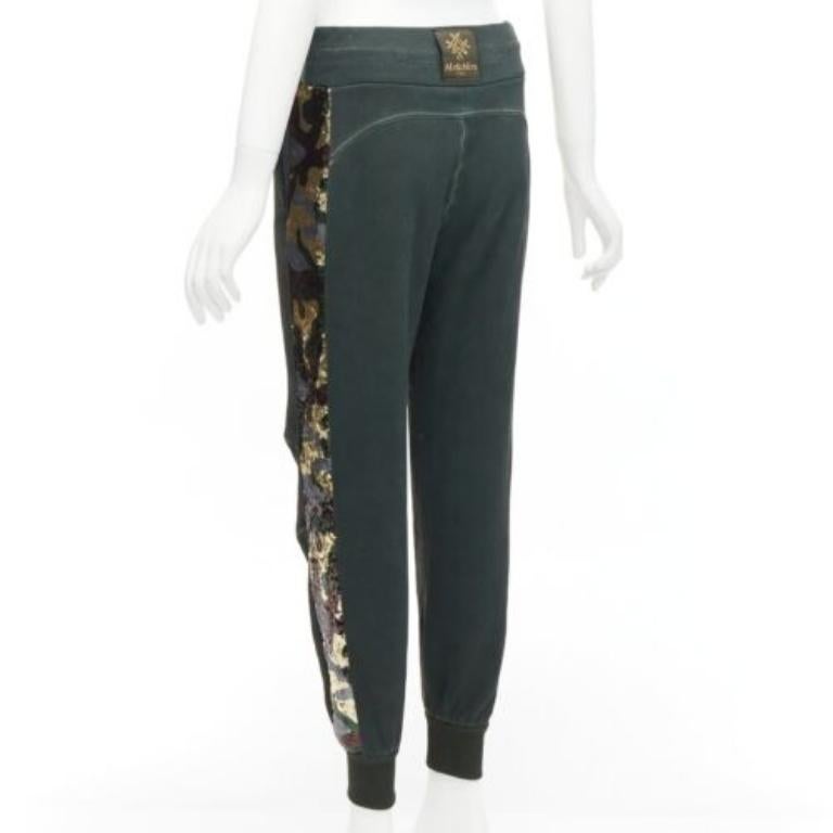 MR AND MRS Audrey Tritto green camouflage sequins washed cotton jogger pants XS For Sale 1