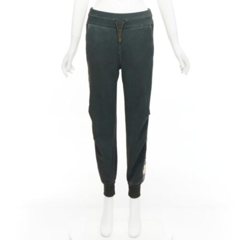 MR AND MRS Audrey Tritto green camouflage sequins washed cotton jogger pants XS For Sale 4