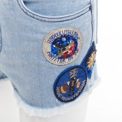 MR AND MRS ITALY blue glitter badge patch colorful paint denim shorts IT38 XS