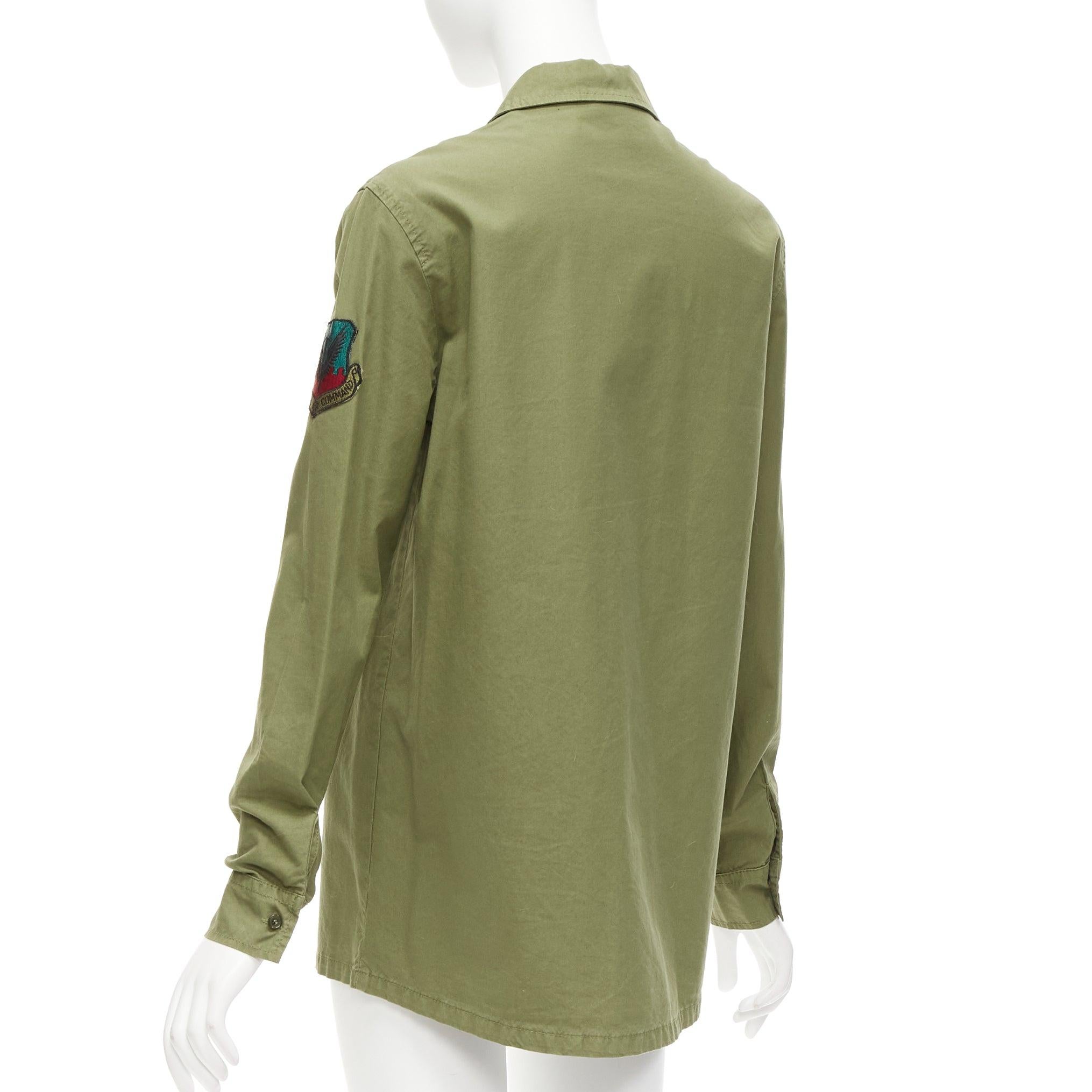 MR AND MRS ITALY khaki green beaded badges military safari shirt IT38 XS For Sale 2