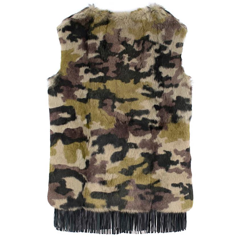 Mr and Mrs Khaki Rabbit Fur Vest

-Khaki rabbit fur vest
-Suede leather fringe along the hemline
-Features coin trim along the centre
-Hook and eye closure
-Light weight vest

Please note, these items are pre-owned and may show signs of being stored