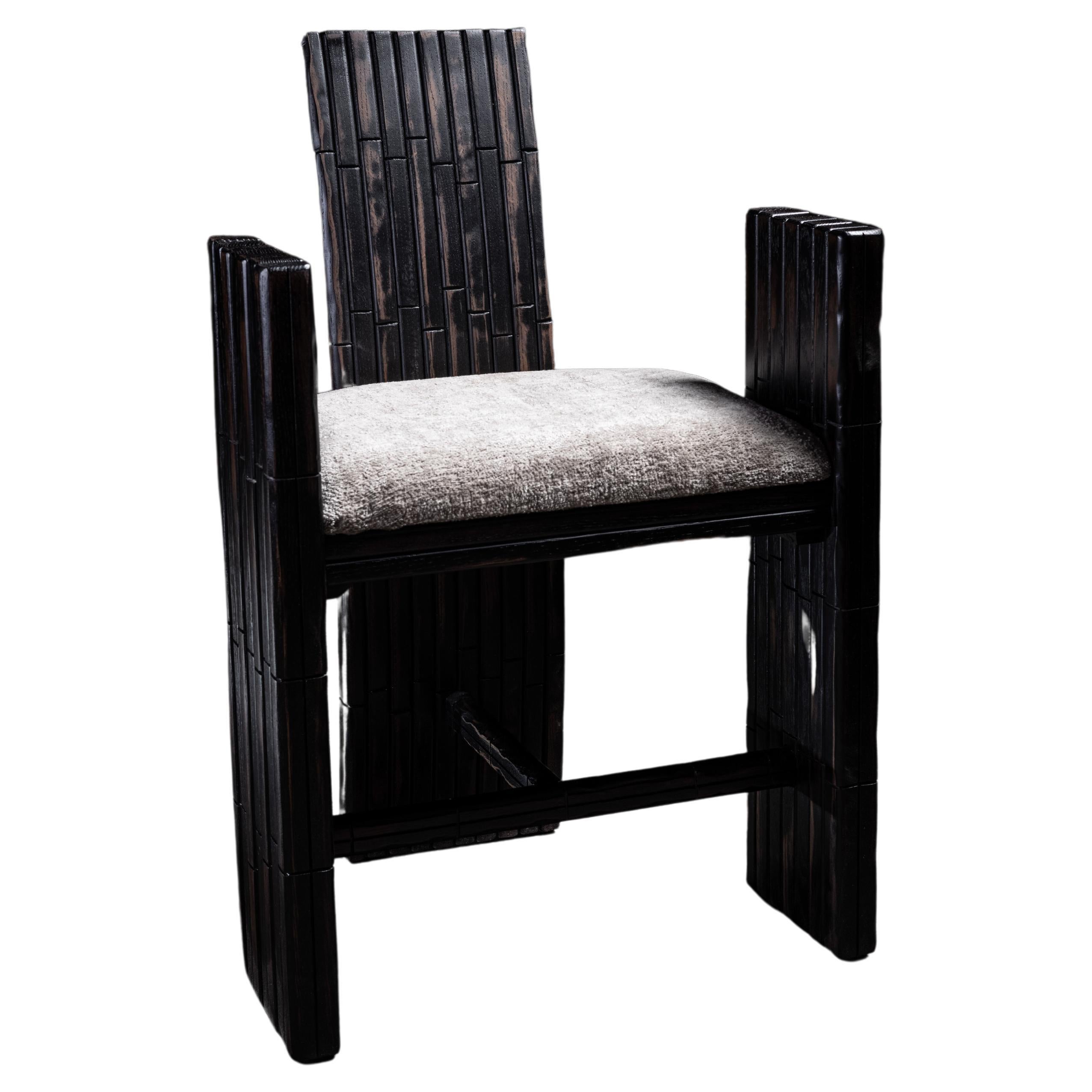Mr. B, Weathered Black Oak Armchair For Sale