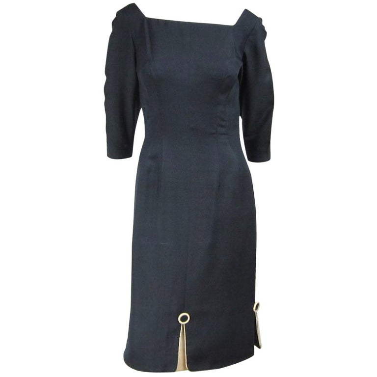 Mr. Blackwell 1960's Silk Buttons Dress For Sale at 1stDibs