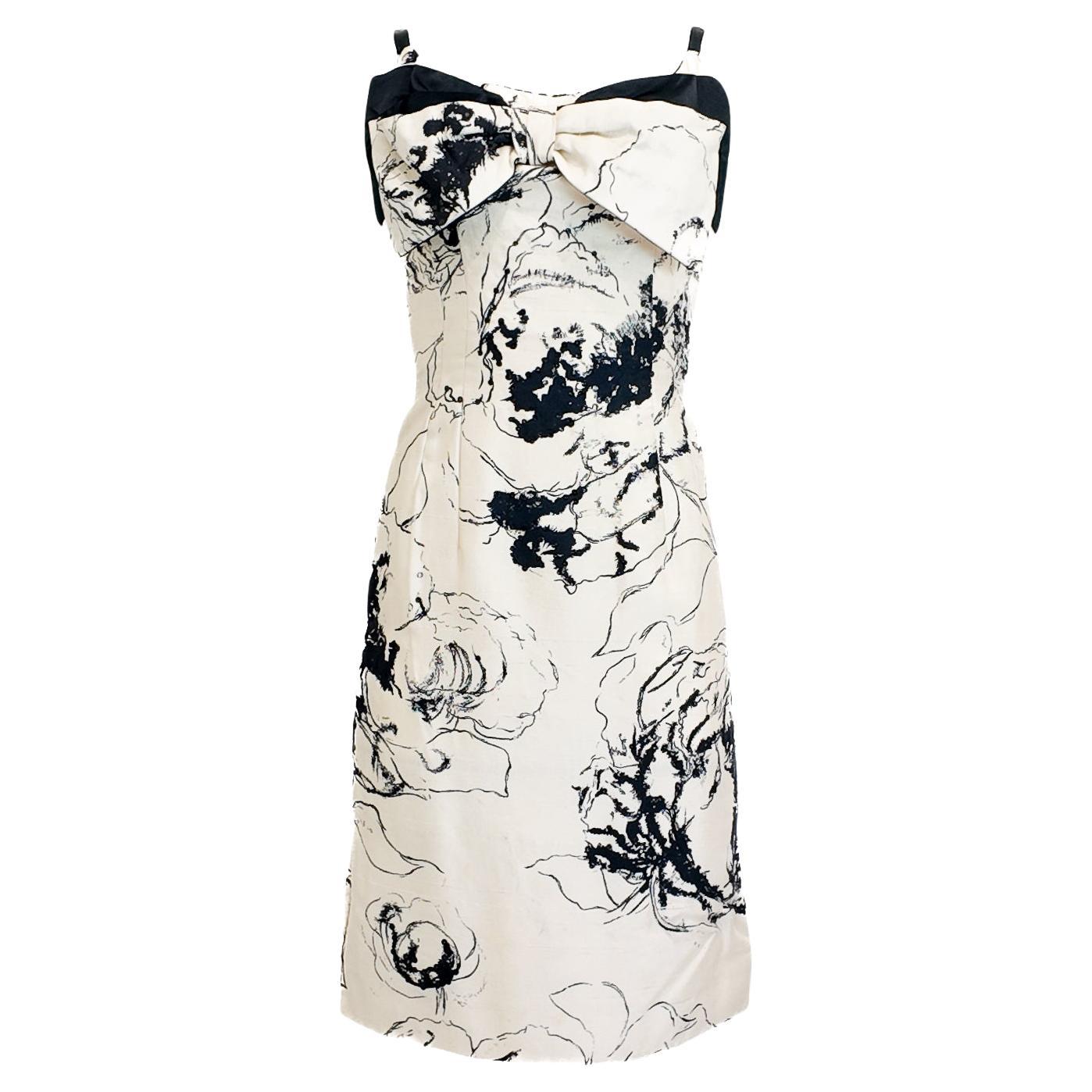 Mr. Blackwell - Robe de cocktail à nœud imprimé noir et blanc