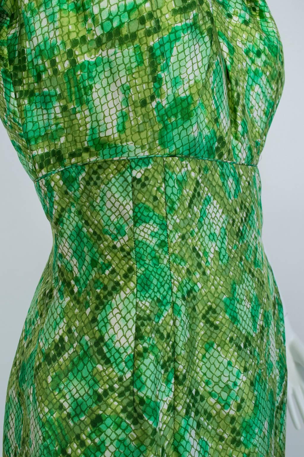 Mr Blackwell Off-Shoulder Snake Print Cocktail Dress and Wrap, 1960s 5
