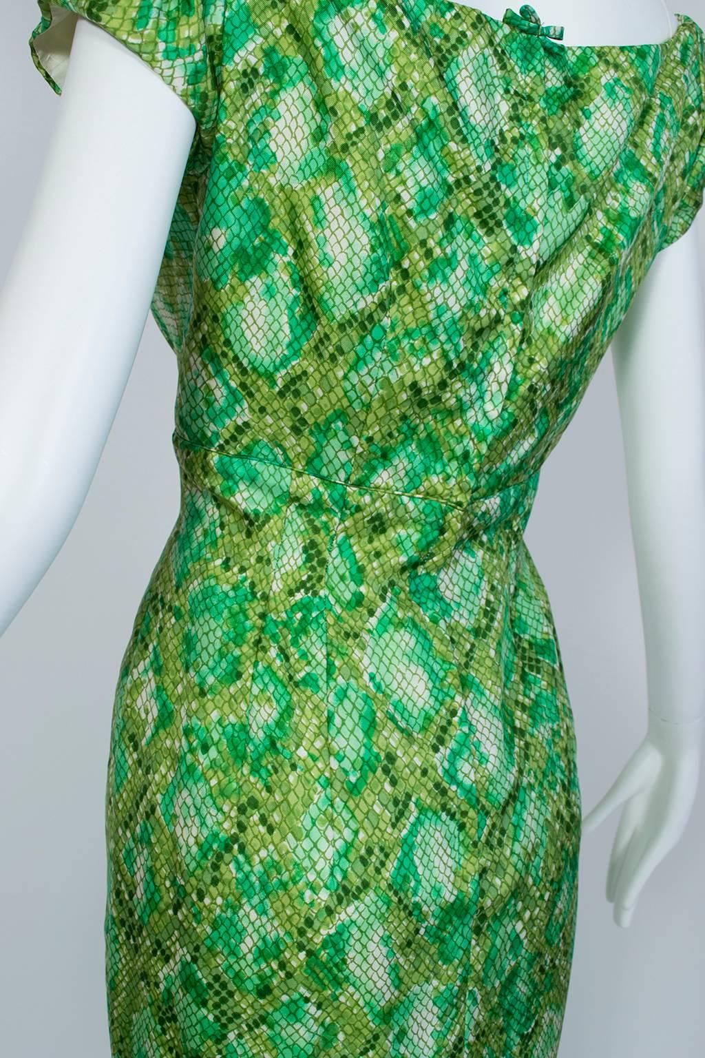 Mr Blackwell Off-Shoulder Snake Print Cocktail Dress and Wrap, 1960s 2