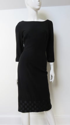 Mr Blackwell Woven Hem and Collar 1950s Low Back Dress