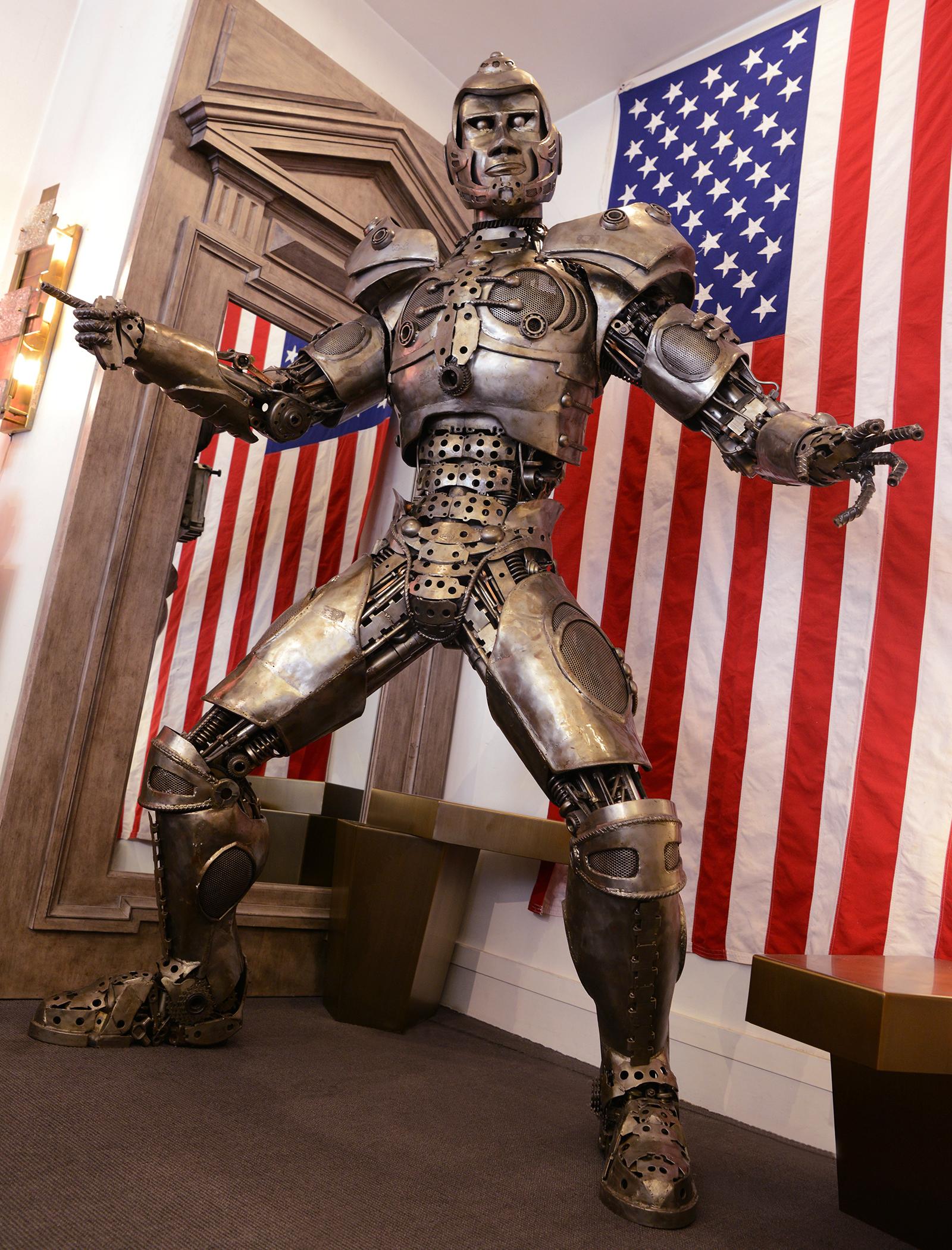 Hand-Crafted Mr Boy Robot Warrior Sculpture For Sale