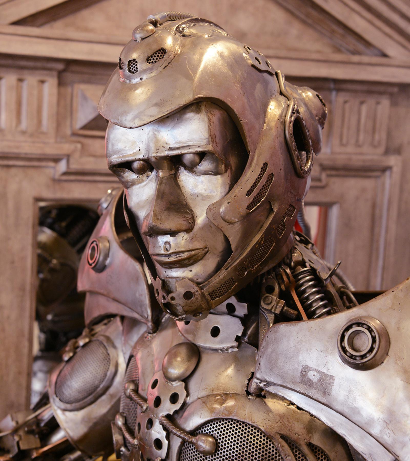 Metal Mr Boy Robot Warrior Sculpture For Sale