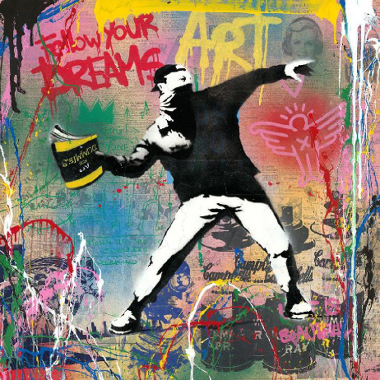 Banksy Thrower - Mixed Media Art by Mr Brainwash