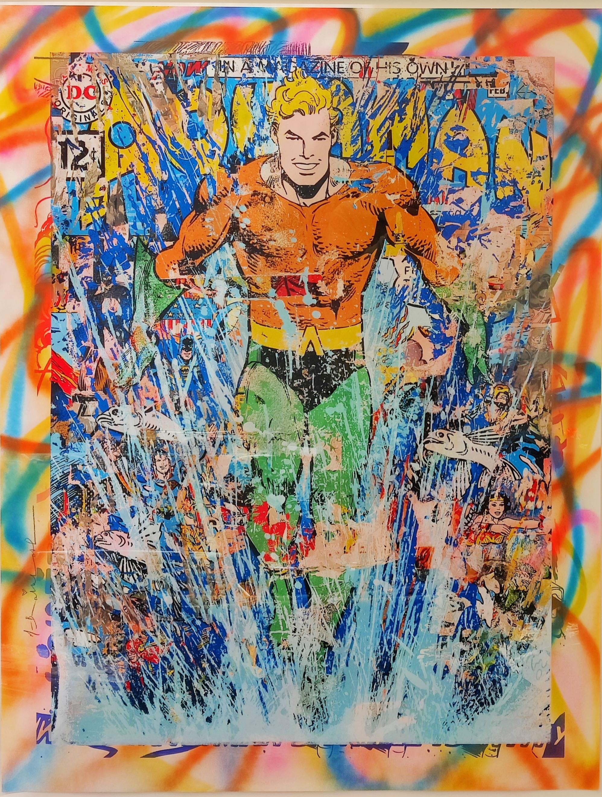 Mr Brainwash

Aquaman, 2018

Hand signed in ink low right, hand signed and dated on the reverse

Inscribed 'UNQ21218', with a drawing (on the reverse)

Numbered 1/1 

Sheet size  126.5 x 96.5 cm 

Frame size: 139 x 109.5  x 4 cm

Come with a COA by