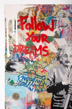 'Einstein Love Is the Answer' Collage Painting, 2023