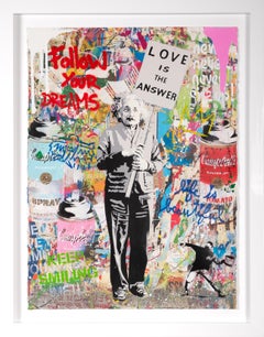 Collage-Gemälde „Einstein Liebe ist die Antwort“, 2023
