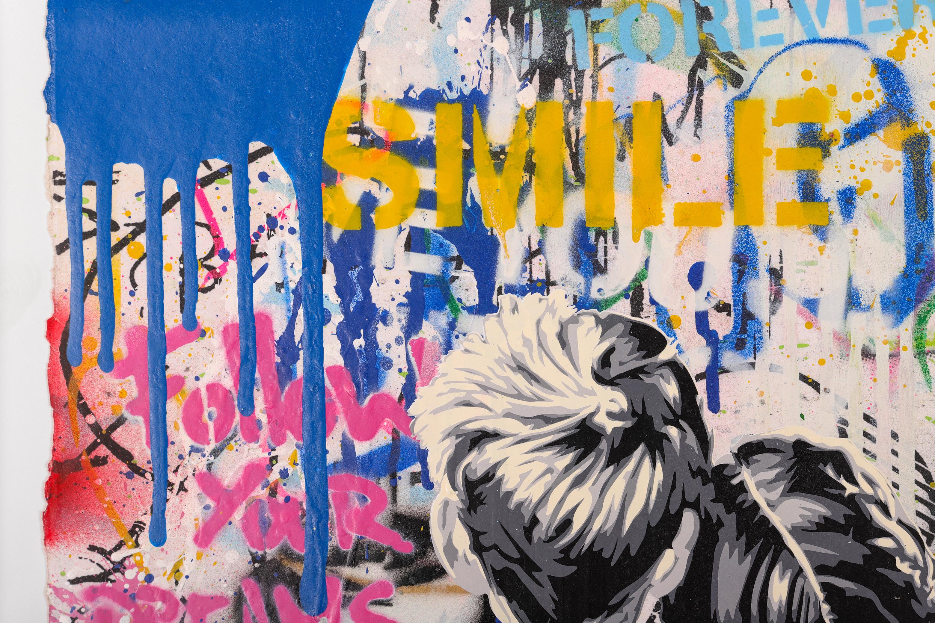 'Lavorare bene insieme - sorridere' Pittura collage multimediale, 2022 - Painting di Mr Brainwash