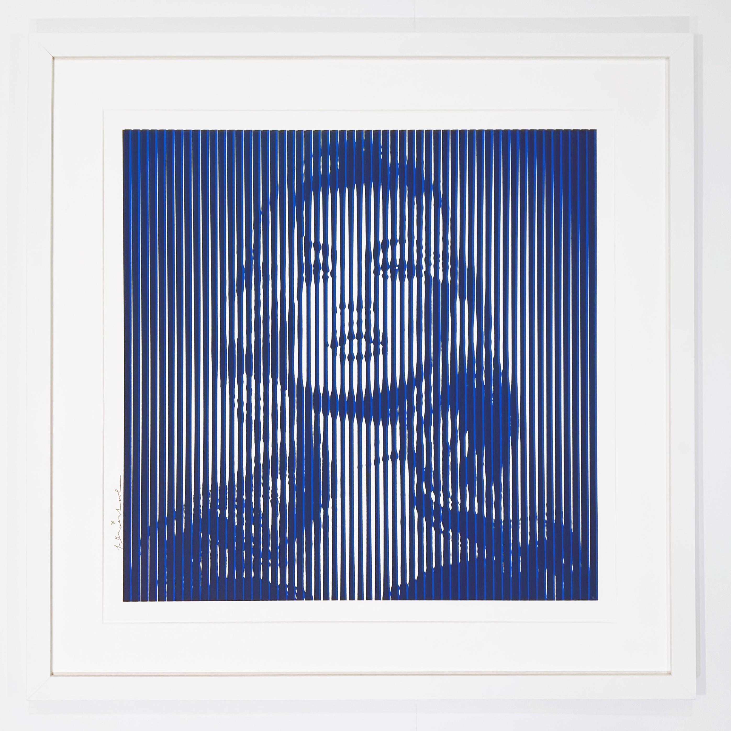 Fame Moss (Blue on Blue) - Print by Mr Brainwash