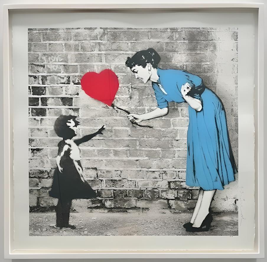 Mr. Brainwash - Love Catcher (blu), Arte di strada - Figurative Print Grigio di Mr Brainwash