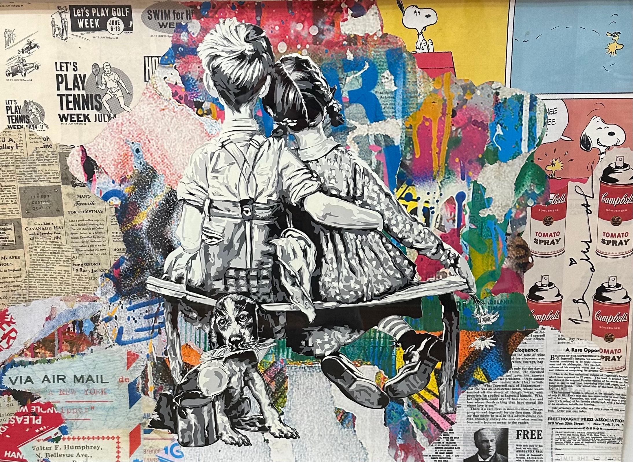 Mr Brainwash
"Work Well Together" 2023
Silkscreen paper
Numbered, 1/1 from the edition of 1 on the verso
Paper Size: 22 x 30 inches
Frame Size: 26.5 x 34 inches
Hand signed by the artist in black in on the front right hand side in red pencil on the