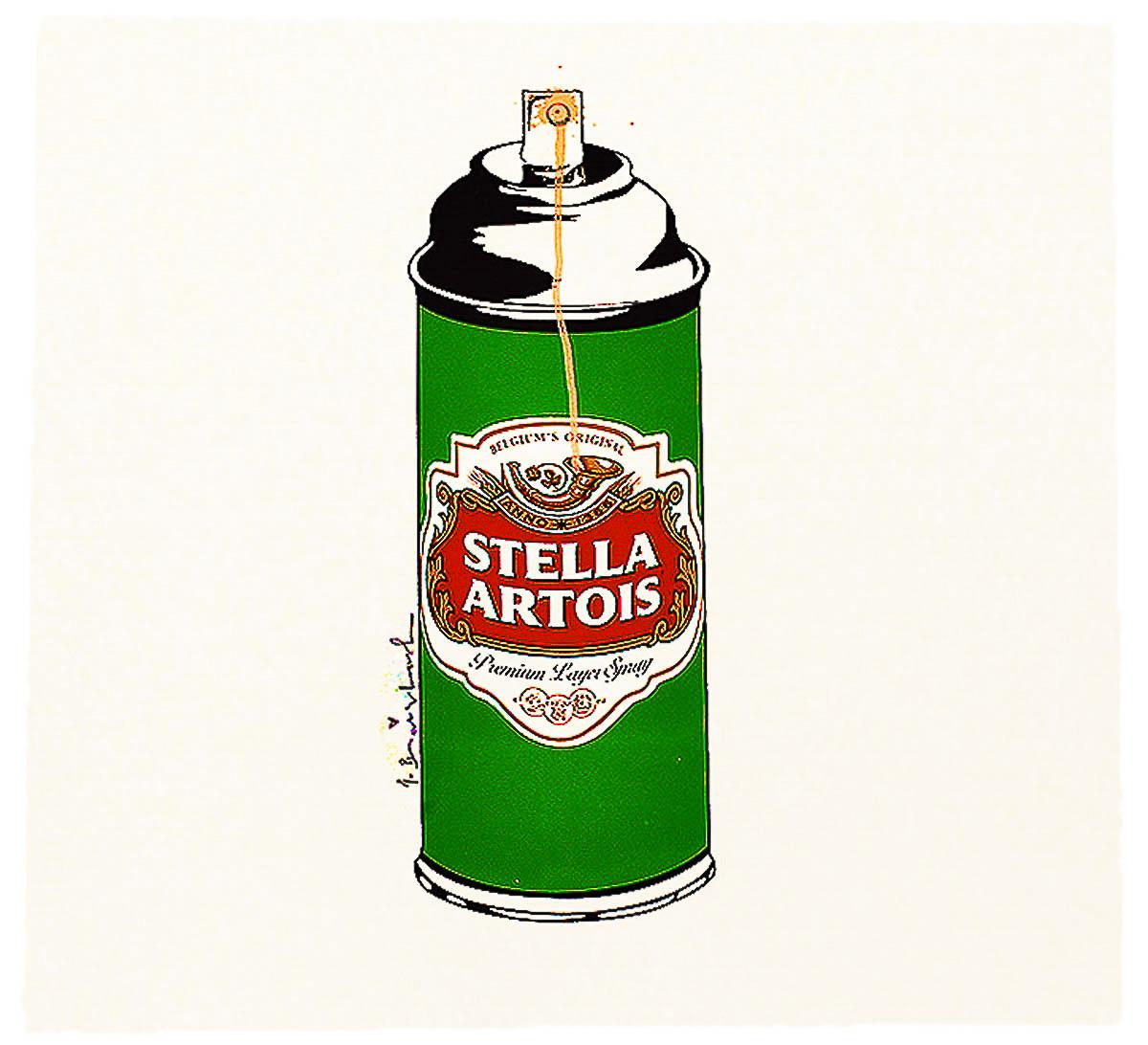 Gorgeous print featuring the iconic Stella Artois logo that was re-imagined by the artist for his solo show "Brainwashed".
Hand numbered with pencil can image and hand signed by Mr. Brainwash next to the image of spray can.
Limited Edition of 25