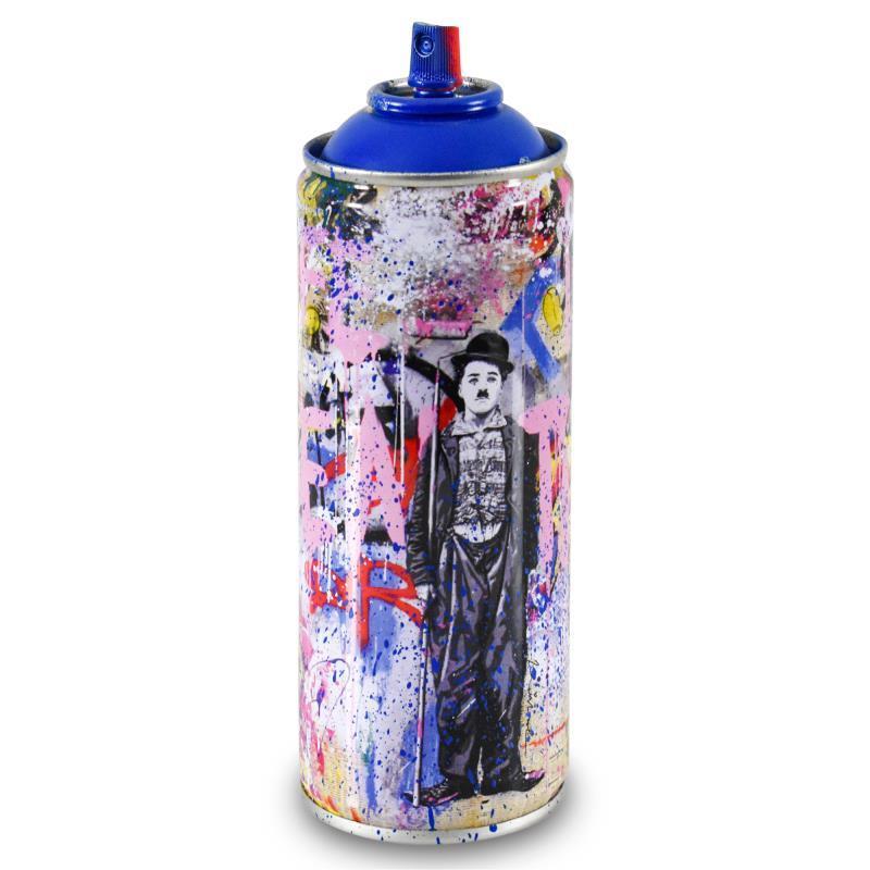 Mr Brainwash Figurative Sculpture - "Gold Rush (Blue)" Limited Edition Hand Painted Spray Can