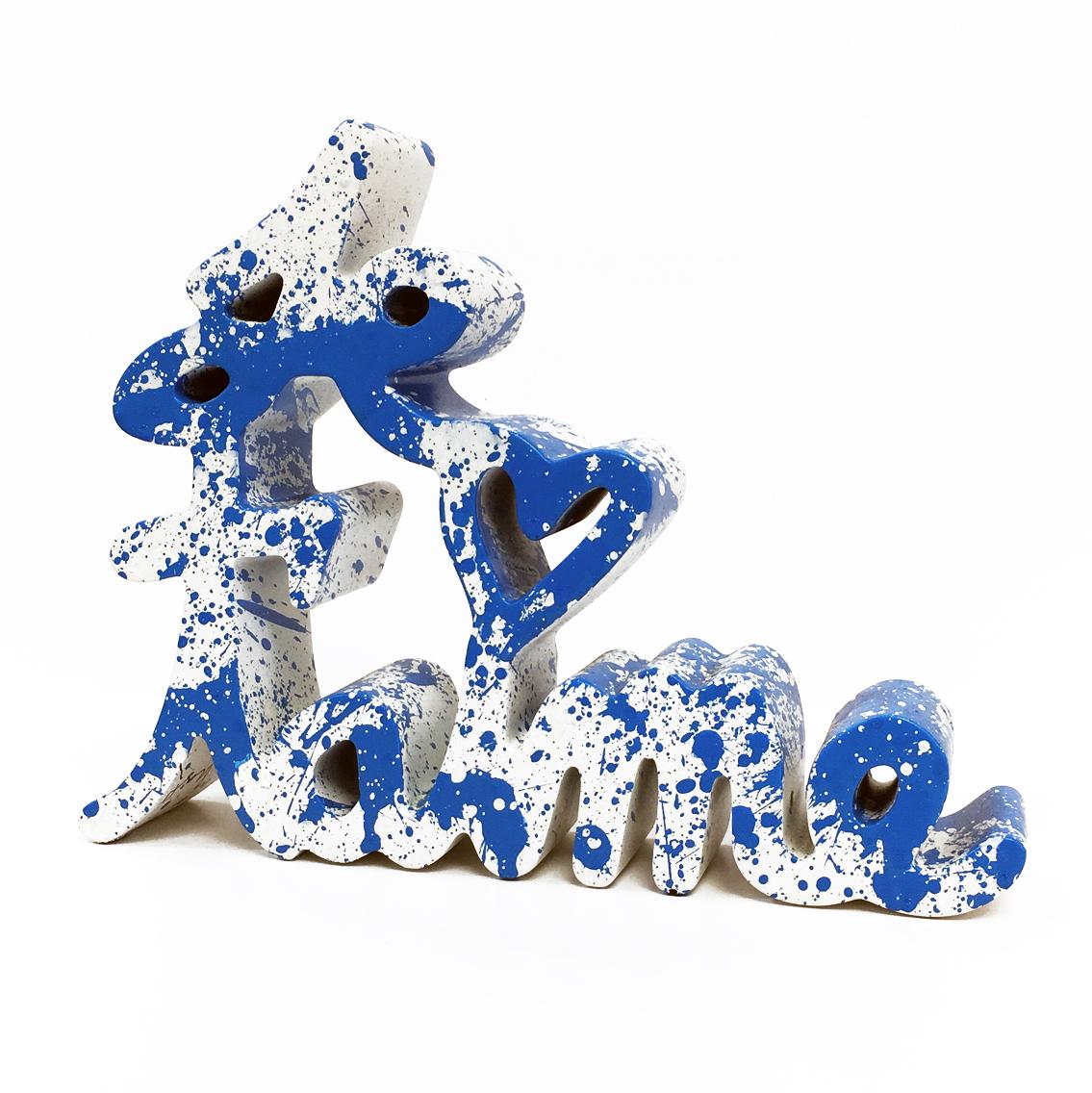 Mr Brainwash Figurative Sculpture - JE T'AIME - BLUE SPLASH (SCULPTURE)