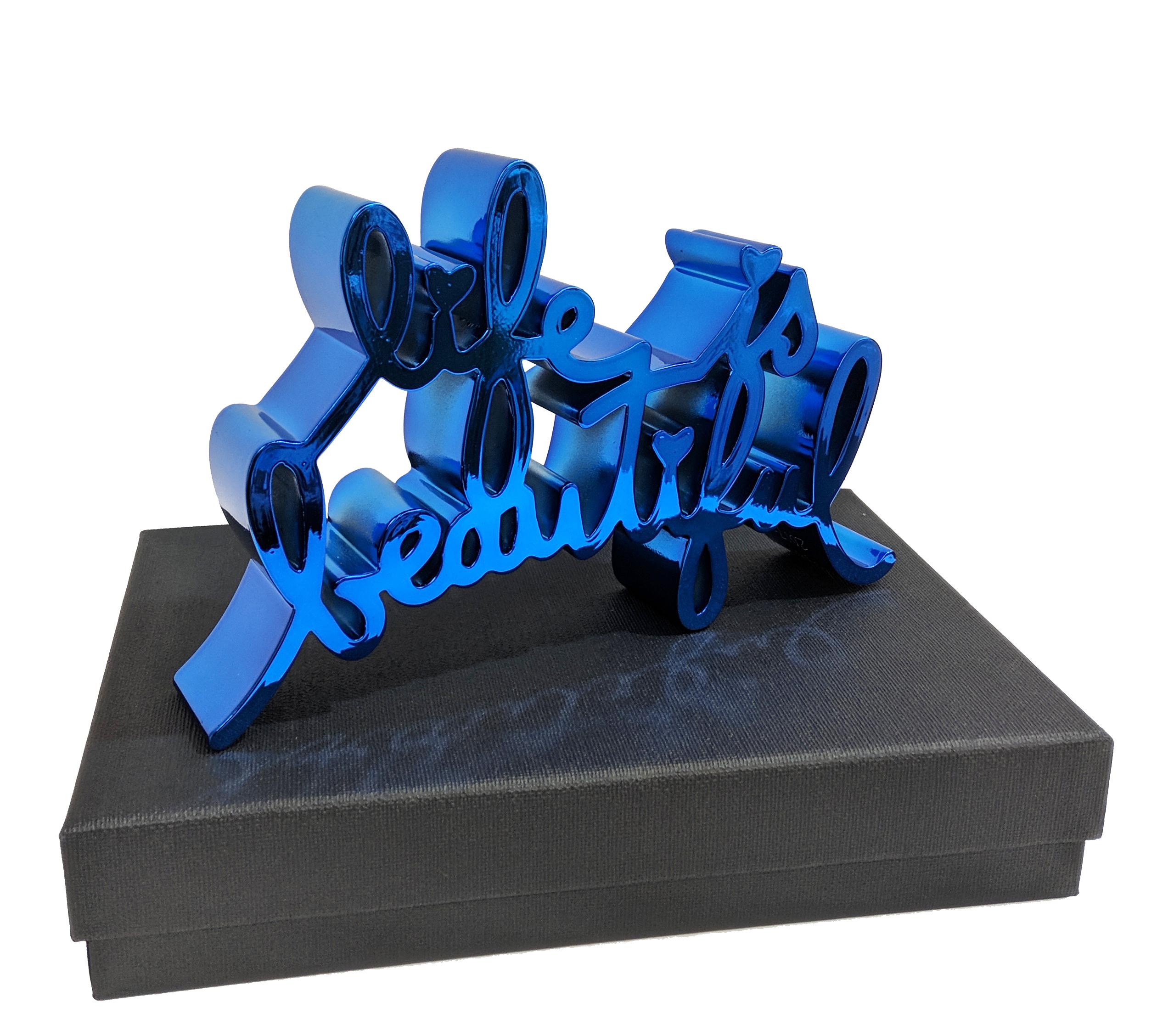 Mr Brainwash Abstract Sculpture - LIFE IS BEAUTIFUL (HARD CANDY BLUE)